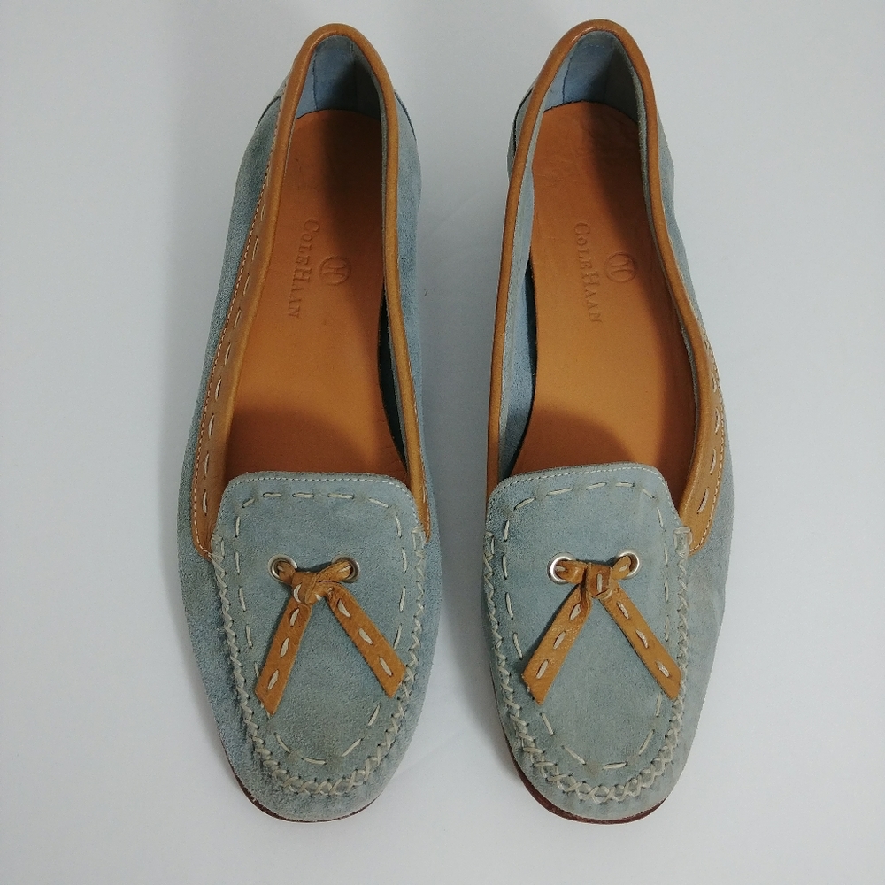 Cole Haan Blue Suede Shoes Slip On Tassle - Picture 5 of 6